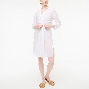 J CREW  White Cotton Coverup Shirtdress White Lotus Small